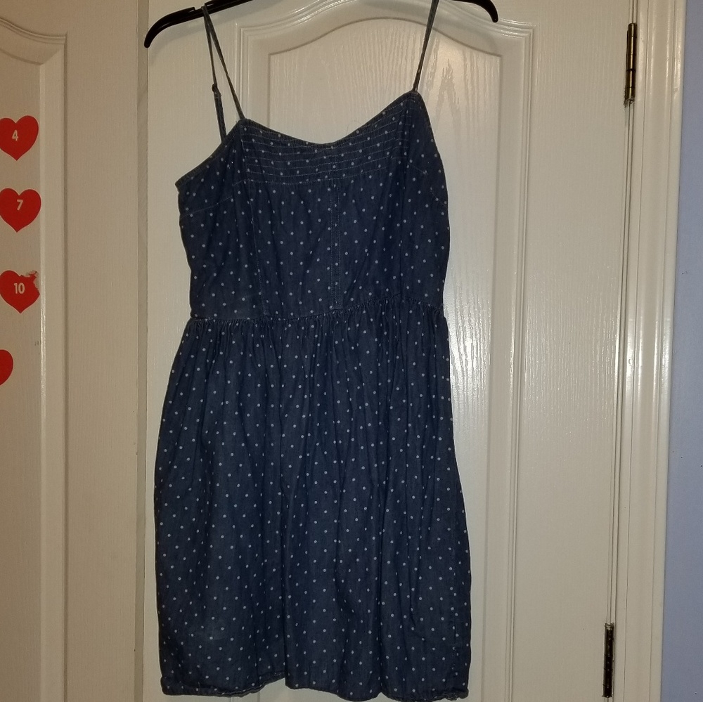 Blue Jean Polka Dot Skater Dress